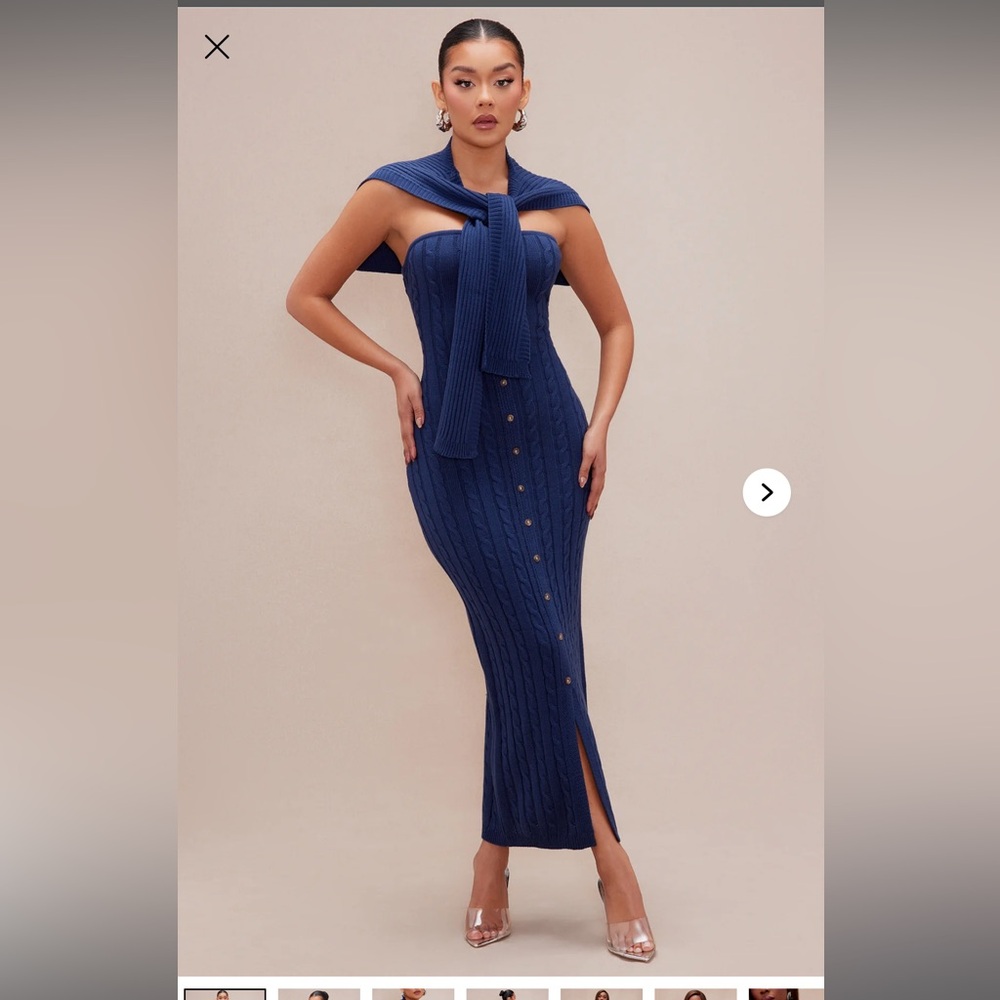 Knit Navy Maxi Dress Set
